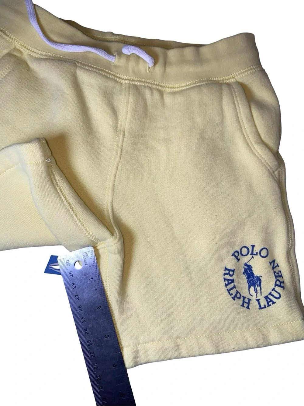 Polo Ralph Lauren Boys Yellow Fleece Shorts Logo Sweatshorts Drawstring Size 5